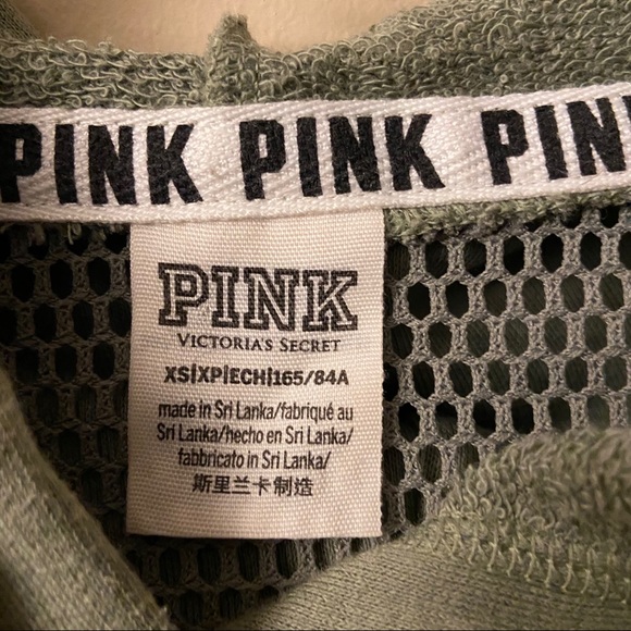 Victoria’s Secret PINK olive green hoodie w mesh - Picture 7 of 8